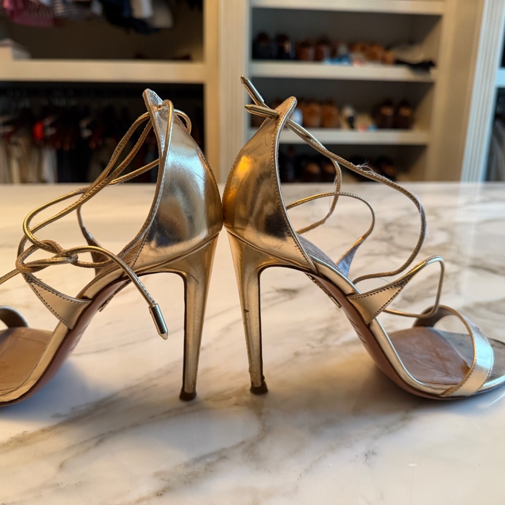 Gold Aquazzura strappy heels - Picture 6 of 6